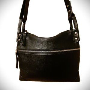 FOSSIL 100% THICK PEBBLED Black leather crossbody EUC mint condition